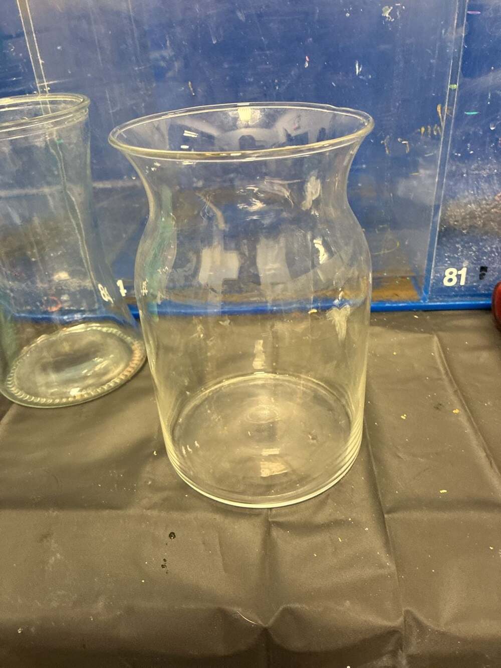 Large 8" Tall Flared Top Clear Glass Smooth Vase